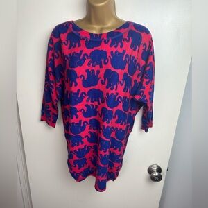 Lilly Pulitzer Kissy Redish Blue Tusk In‎ Sun Camille Elephant M. Wool Sweater S